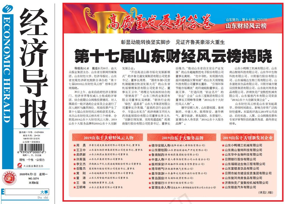 青島國際投資有限公司當選山東十大服務品牌